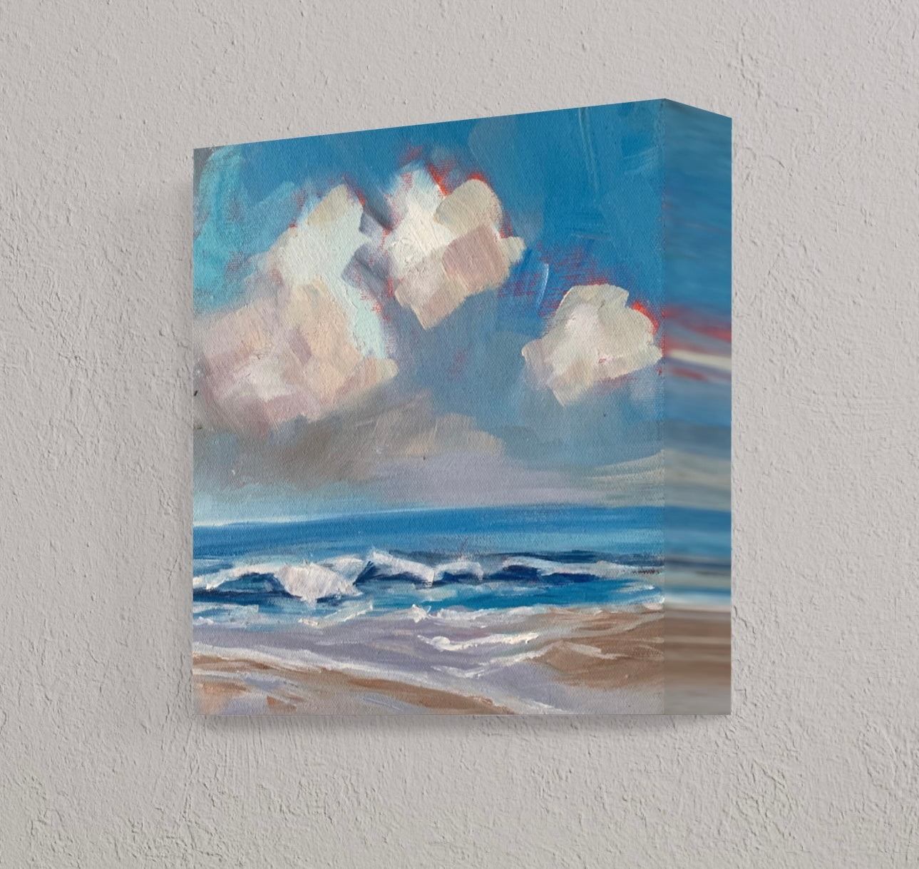 Original Work, Water Study, Not a Print, Painting in Canvas Panel, Waves on  the Water, Gift for Her, 8x8 Canvas Wall Art 