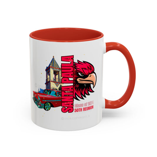Design #1 50th Reunion Red Accent Coffee Mug, 11oz