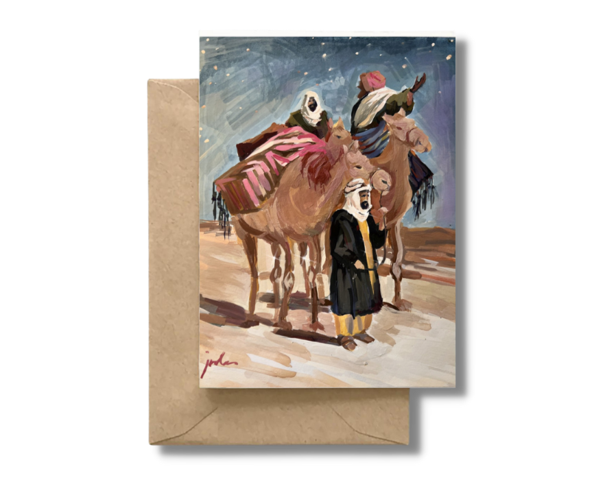 VISIT FROM THE MAGI - Christmas Art Card Print of Original Painting