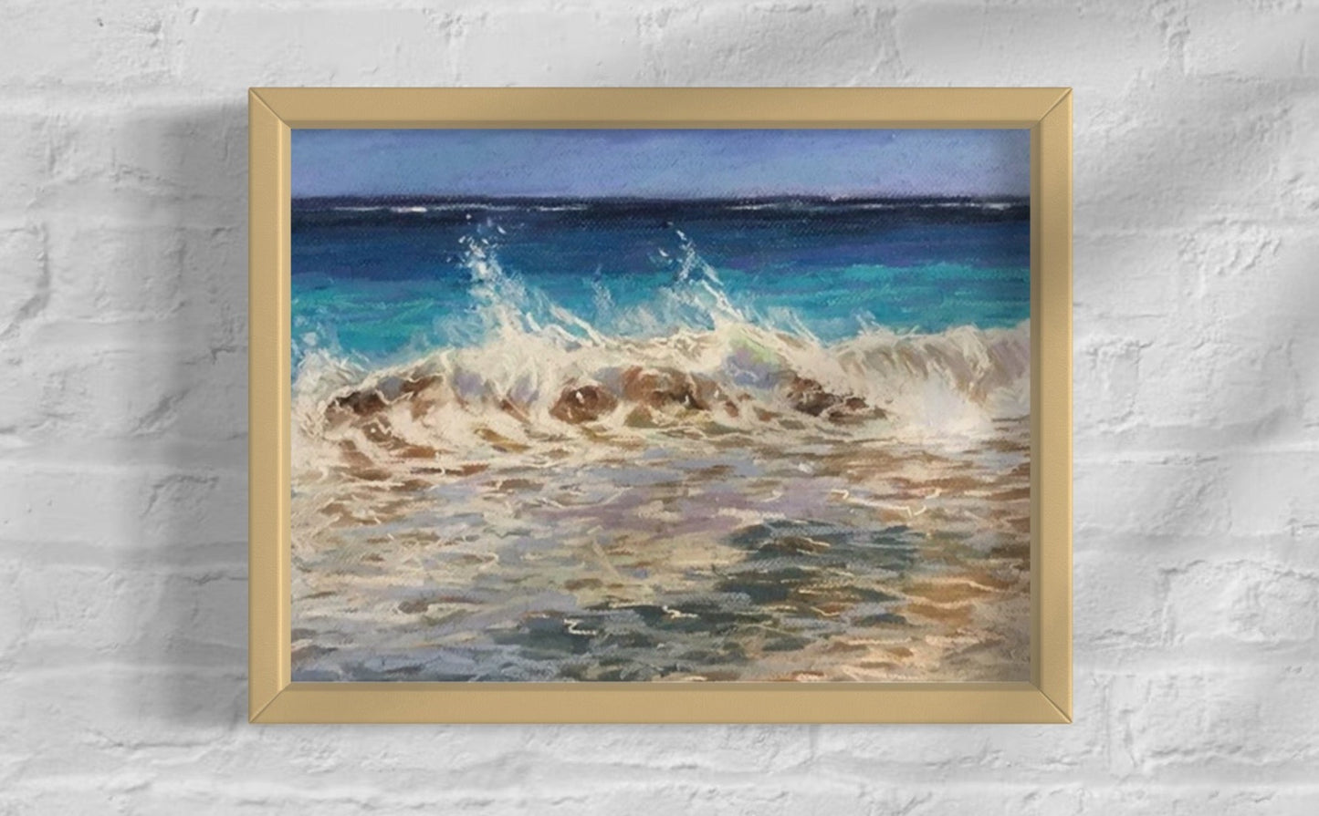 MORNING WAVE on a BLUSTERY DAY- Original Pastel Painting