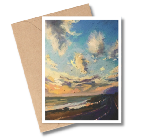 HEADING HOME THROUGH MALIBU - Art Card Print of Original Seascape Pastel Painting