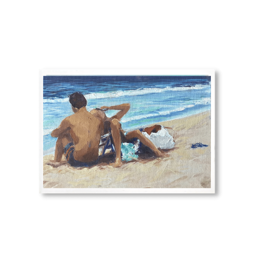 TOGETHER AT THE SHORE - Art Card Print of Original Seascape Pastel Painting