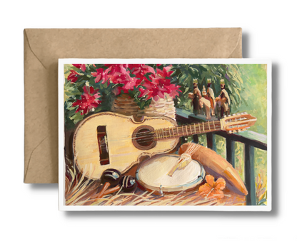 PUERTO RICO MUSICAL INSTRUMENTS CHRISTMAS Art Card of Original Painting