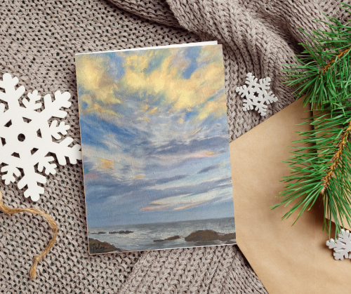 OCEAN PARK POINT AFTER SUNSET - Art Card Print of Original Seascape Pastel Painting