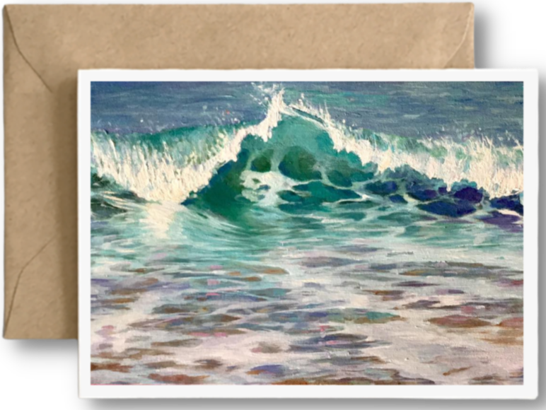 OCEAN PARK DANCING WAVES  -  Art Card Print of Original Seascape Oil Painting