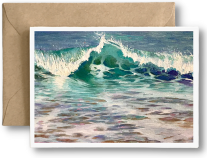 OCEAN PARK DANCING WAVES  -  Art Card Print of Original Seascape Oil Painting