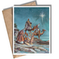 THREE KINGS ARRIVING ON CAMELS - Christmas Art Card Print of Original Painting