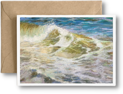 SHORE BREAK OCEAN PARK BEACH - Art Card Print of Original Seascape Oil Painting