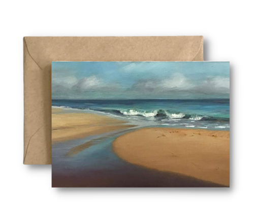 OCEAN PARK BEACH TIDE POOLS  - Art Card Print of Original Seascape Oil Painting