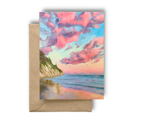 SUNRISE AT HENDRY'S BEACH, SANTA BARBARA - Art Card Print of Original Landscape Oil Painting