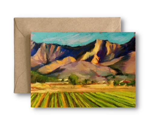 SOUTH MOUNTAIN & FLOWER FIELDS - Art Card Print of Original Landscape Pastel Painting