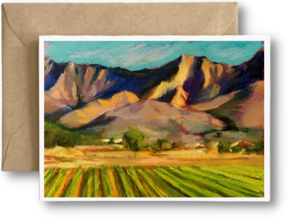 SOUTH MOUNTAIN & FLOWER FIELDS - Art Card Print of Original Landscape Pastel Painting