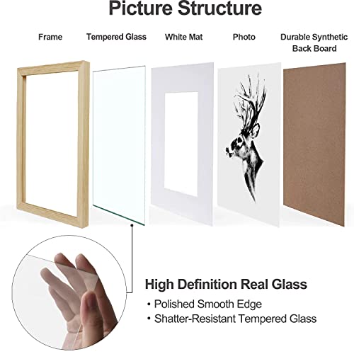 2Pack 11x14 Wood Picture Frame with Mat 8x10 Photo Frame with Real Glass  Wall