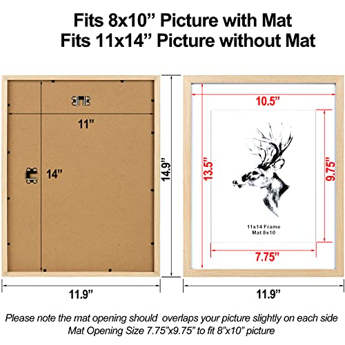 Yaetm 11x14 Picture Frame with Mat for 8x10 Set of 2, Solid Oak Wood P –  JULES SMITH ART
