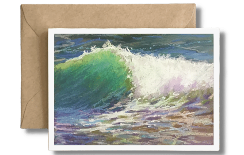 EMERALD  AQUA WAVE HORIZONTAL - Art Card Print of Original Seascape OIL l Painting