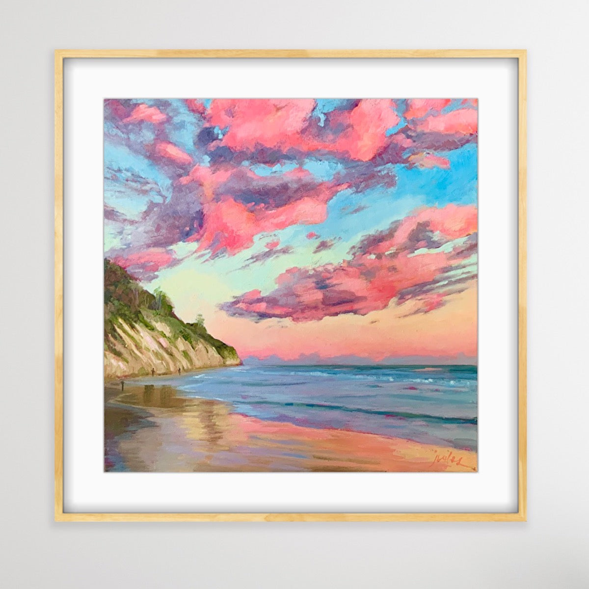 PINK SUNRISE - Hendry's Beach, Santa Barbara - Giclee Reproduction Print of Original Oil Painting