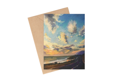 HEADING HOME THROUGH MALIBU - Art Card Print of Original Seascape Pastel Painting