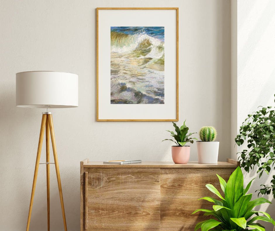 Shore break - Morning Waves Rolling in - Giclee Reproduction Print of Original Pastel Painting